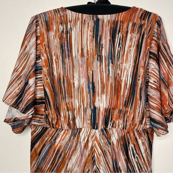 Soft Surroundings Dress Cyra Painted Stripe Print Brown Orange Size Petite PXL - Picture 8 of 10